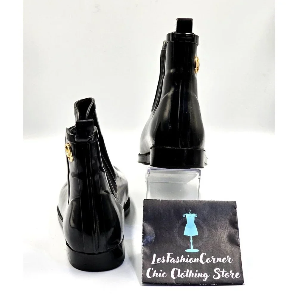 Michael Kors Women's Black Rubber Waterproof Chelsea Rain Boots Size 8 2378 - Picture 6 of 16